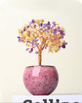 Citrine Amethyst Pink Ceramic Money Tree Prosperity & Abundance｜Blessedchi