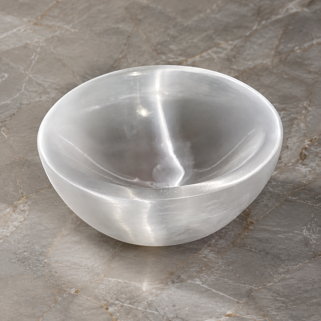 Natural Selenite Crystal Demagnetizing Round Bowl Cleanse & Protect｜Blessedchi