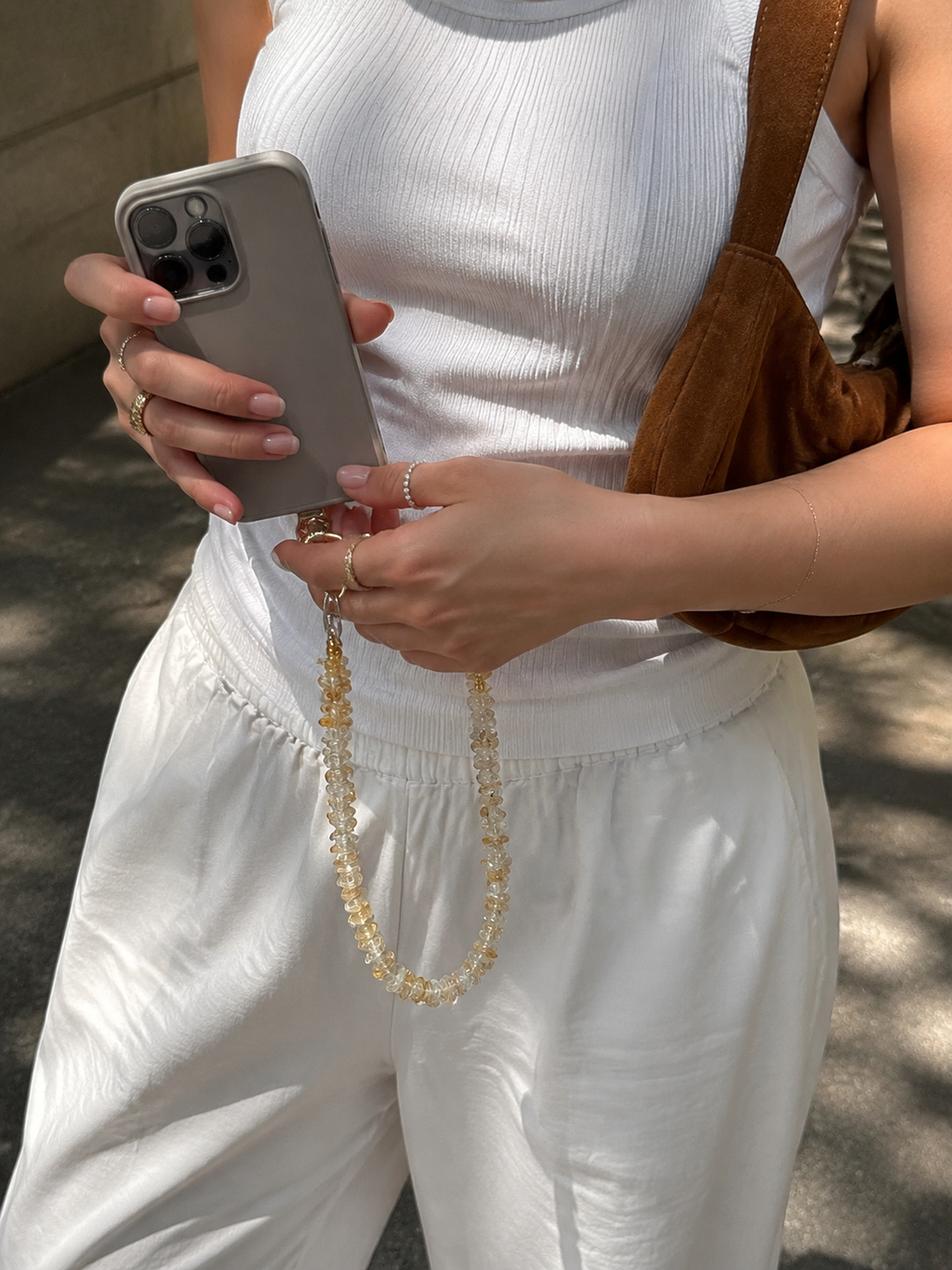 Citrine Chip Long Phone Chain Prosperity & Abundance｜Blessedchi
