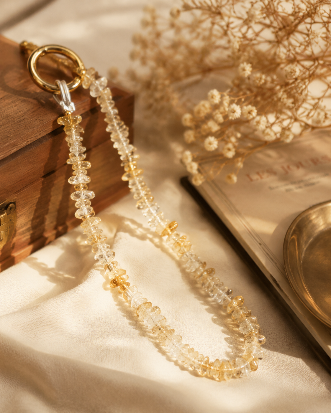 Citrine Chip Long Phone Chain Prosperity & Abundance｜Blessedchi