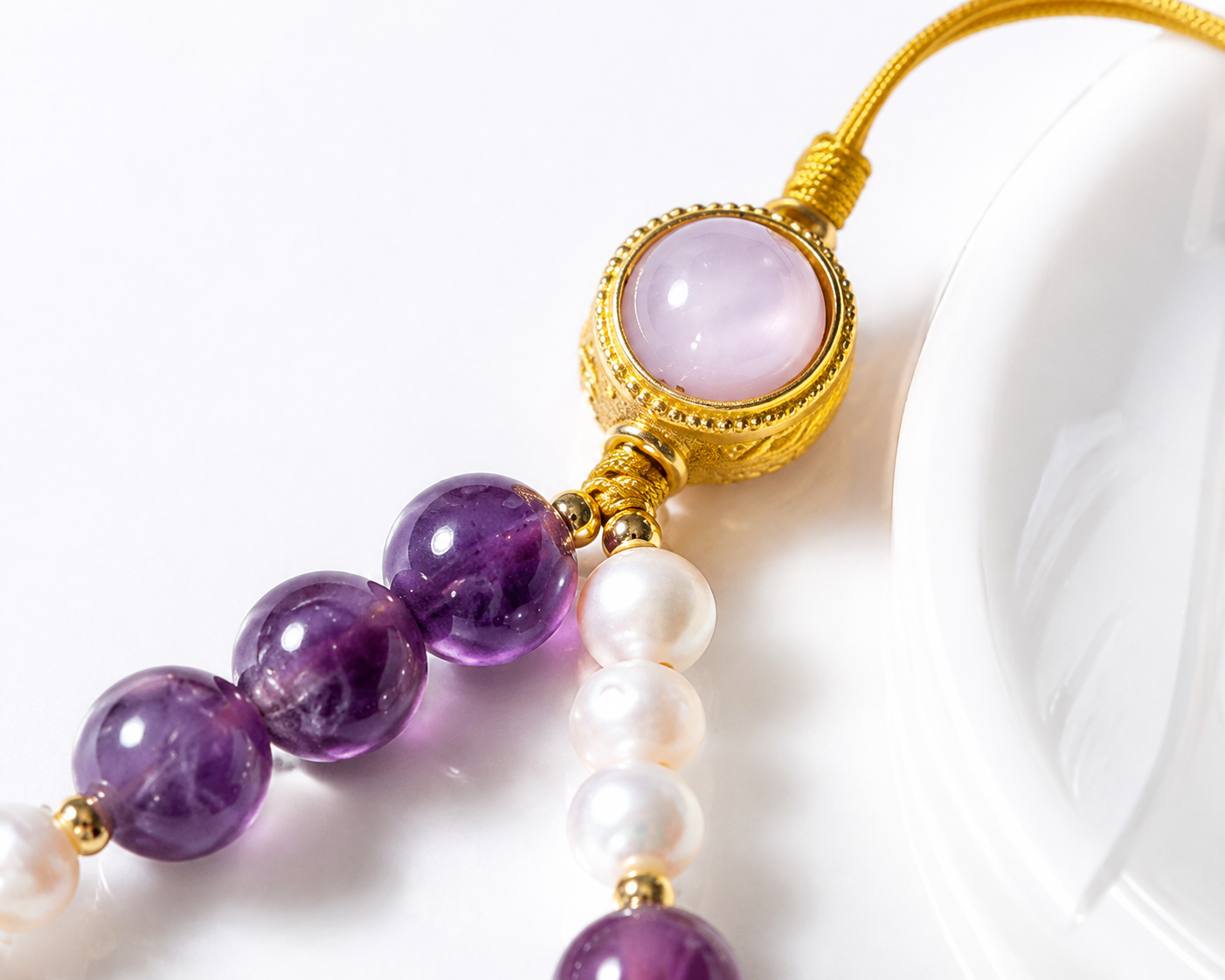 Amethyst Pearl Phone Chain Prosperity & Abundance｜Blessedchi