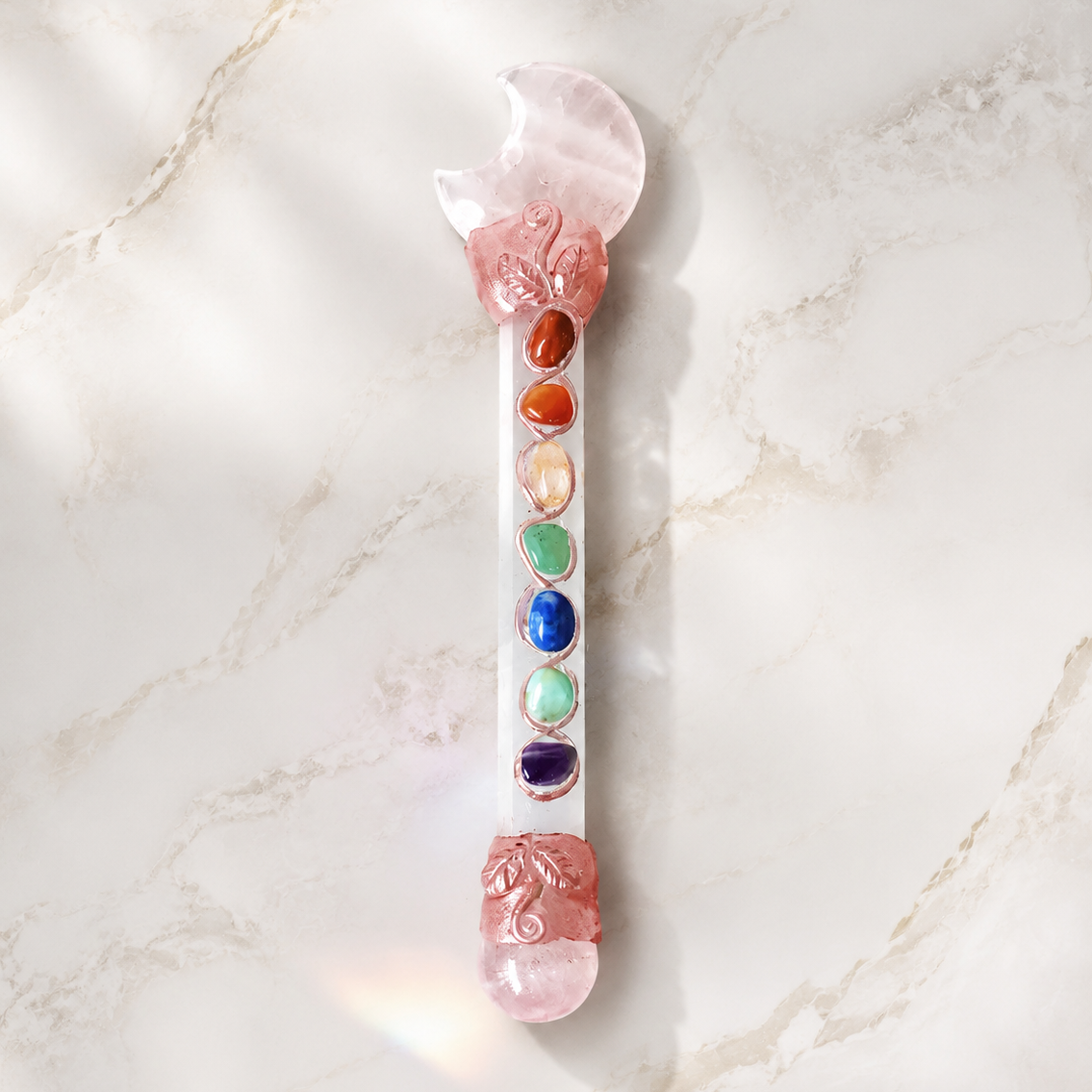 Rose Quartz 7 Chakra Moon Wand Heal & Restore｜Blessedchi