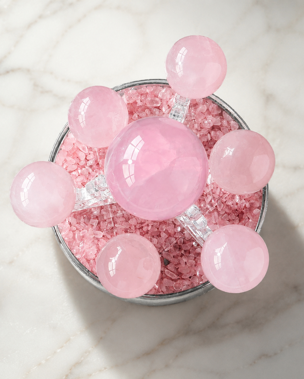 Rose Quartz Sphere Seven-Star Array Ornament Love & Happiness｜Blessedchi
