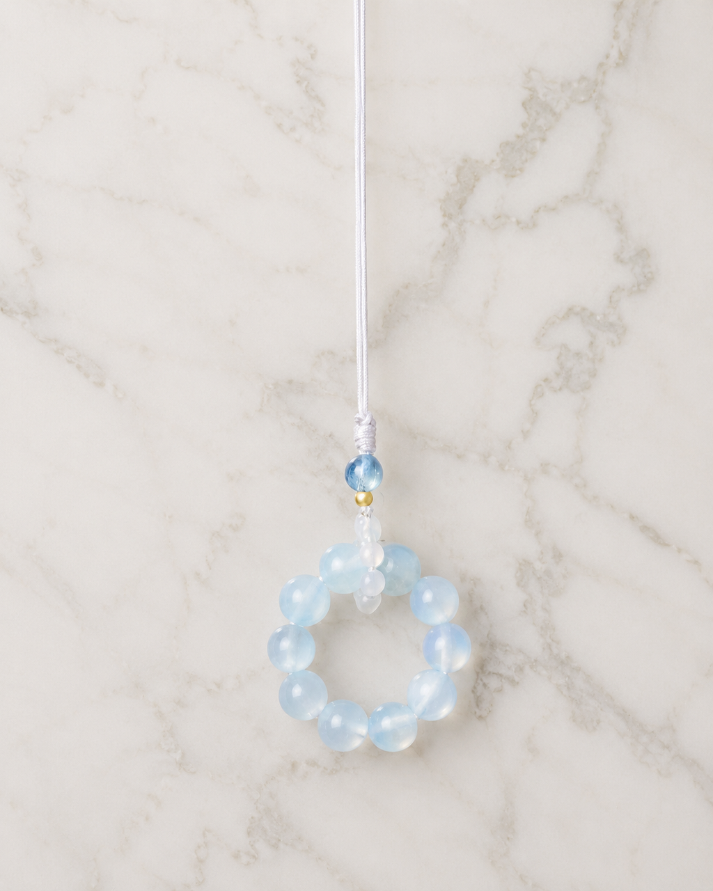 Aquamarine Hand-Knotted Phone Chain Meditate & Balance｜Blessedchi