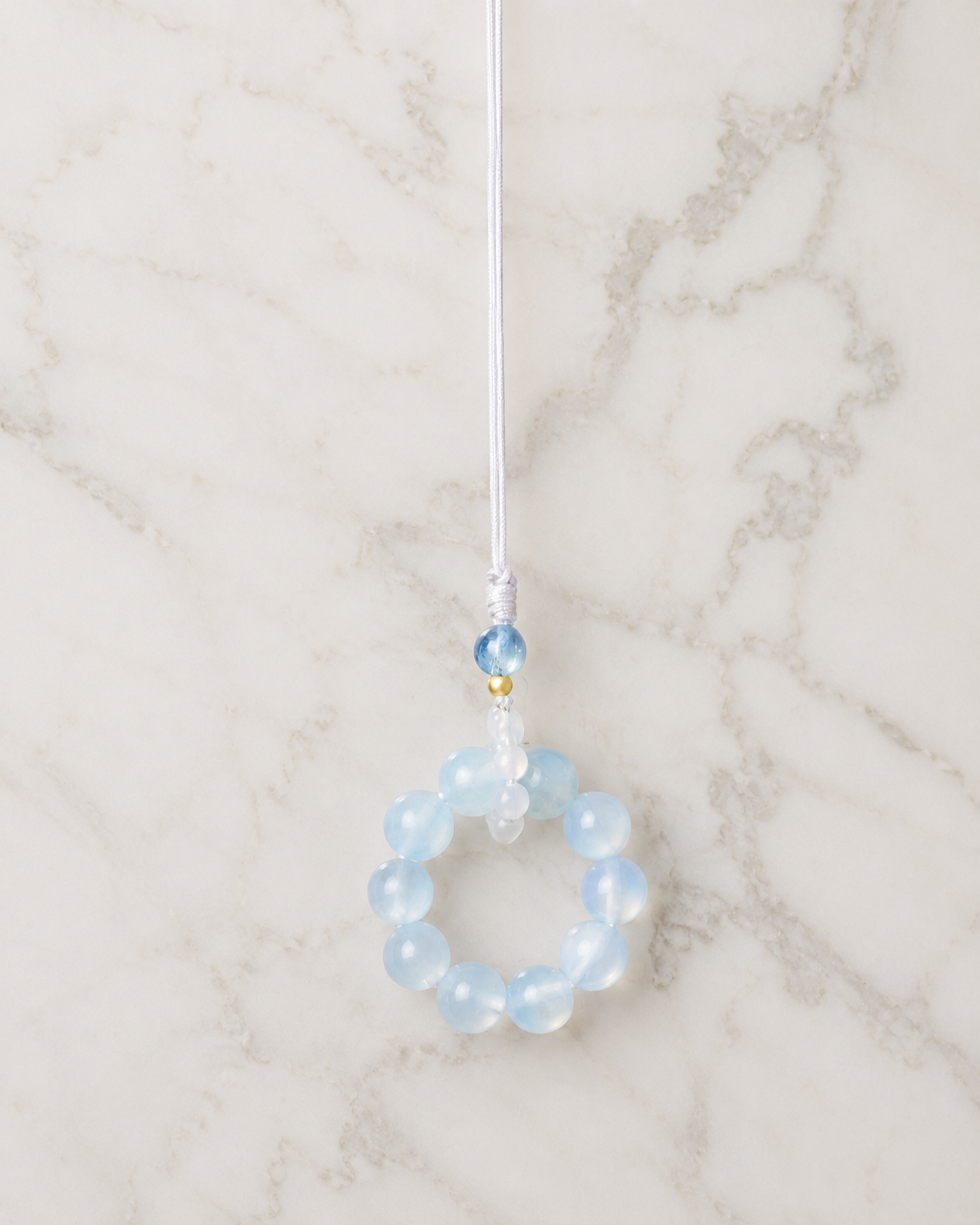 Aquamarine Hand-Knotted Phone Chain Meditate & Balance｜Blessedchi