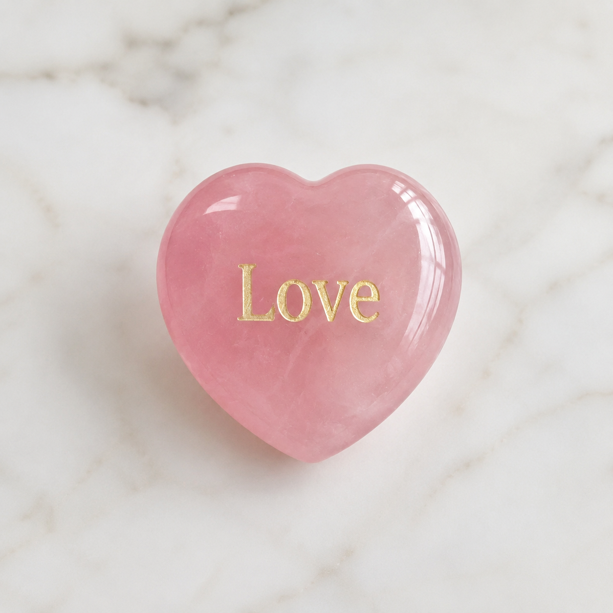Rose Quartz Engraved Heart Palm Stone Love & Happiness｜Blessedchi
