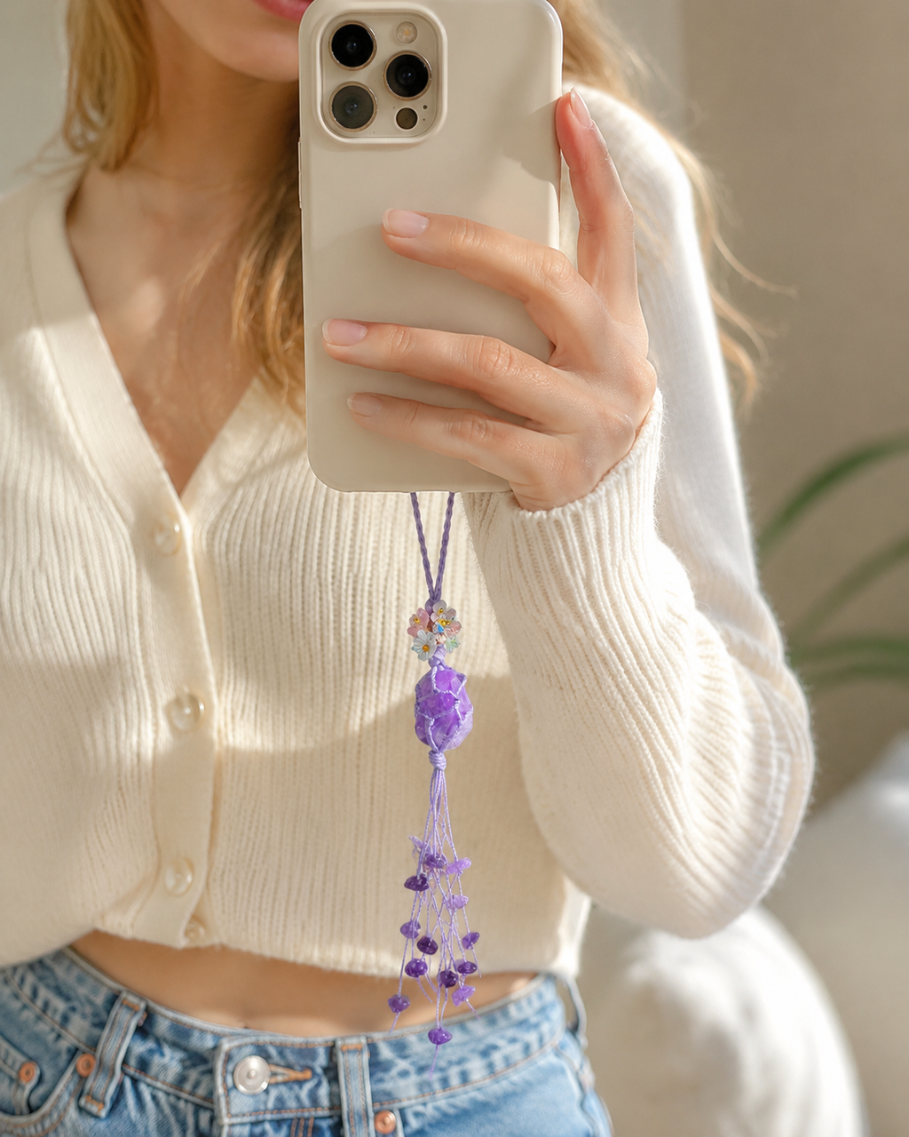 Citrine Raw Stone Chip Phone Chain Prosperity & Abundance｜Blessedchi