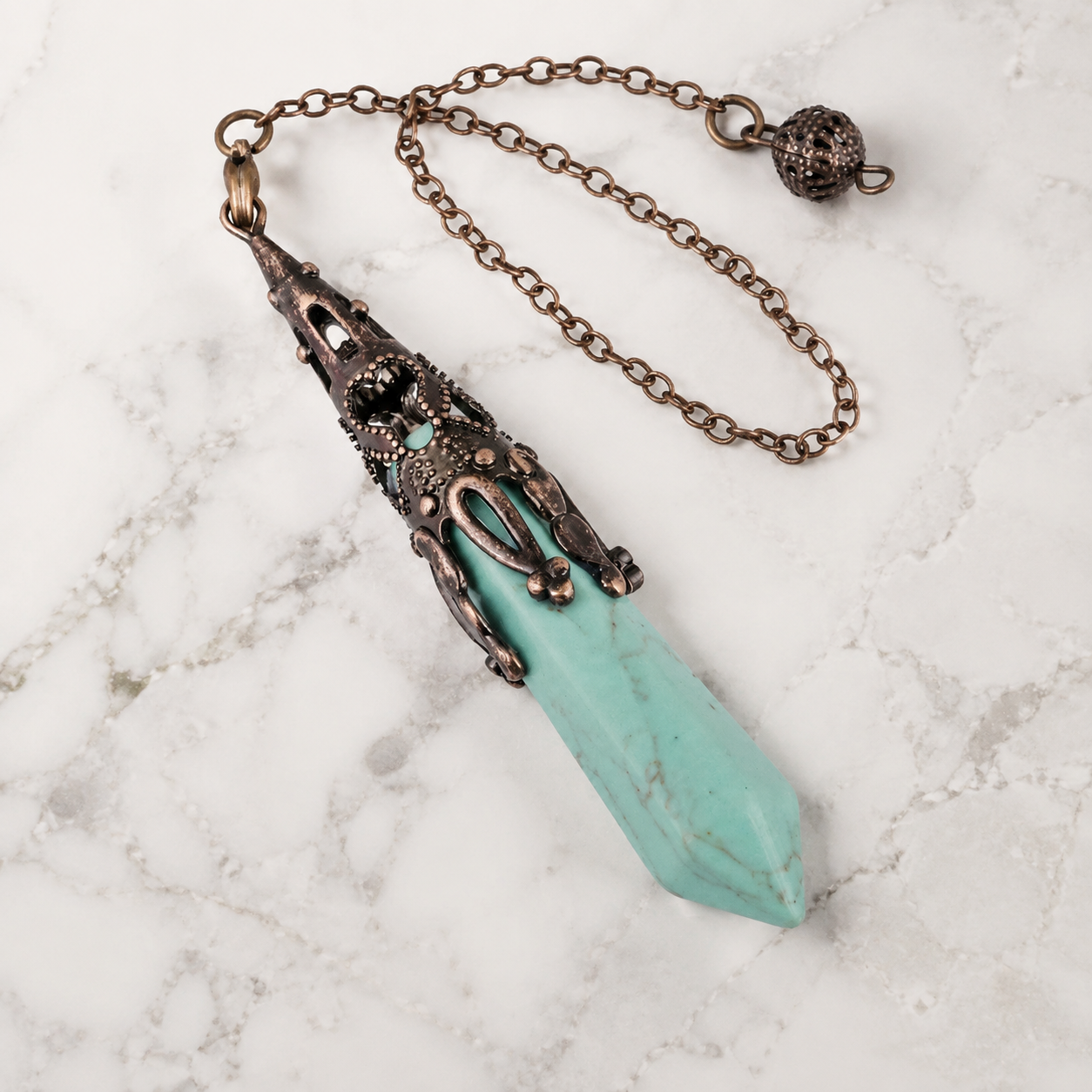 Turquoise Bronze Vintage Prism Pendulum Heal & Restore｜Blessedchi