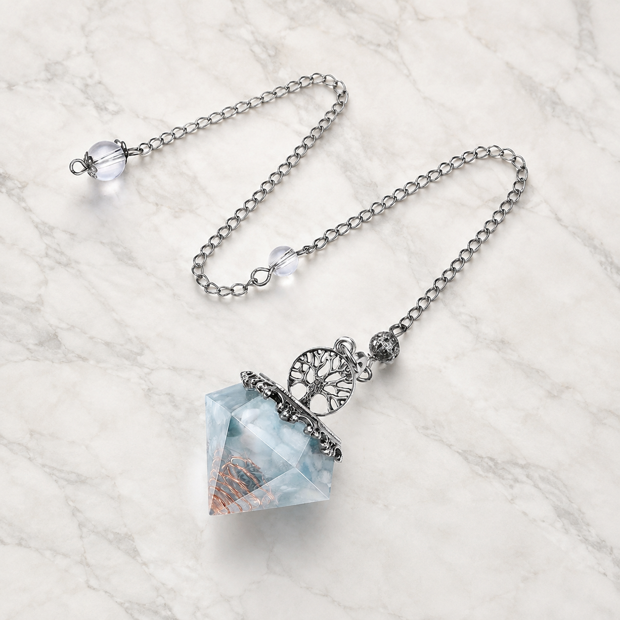 Aquamarine Diamond-Shaped Pendulum Meditate & Balance｜Blessedchi