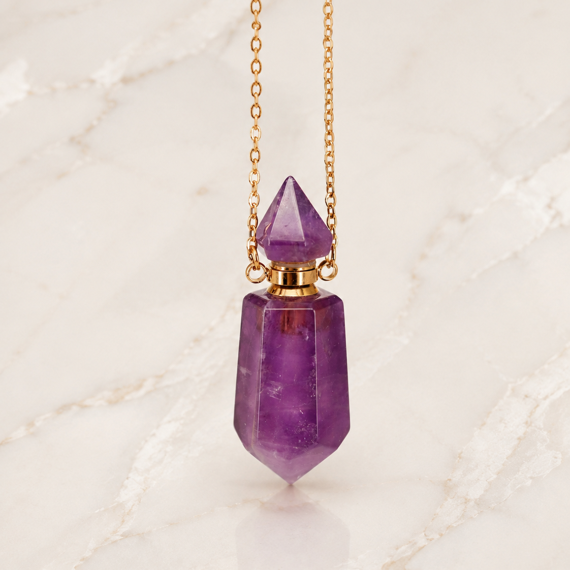 Amethyst Double Terminated Hexagonal Point Pendulum Meditate & Balance｜Blessedchi