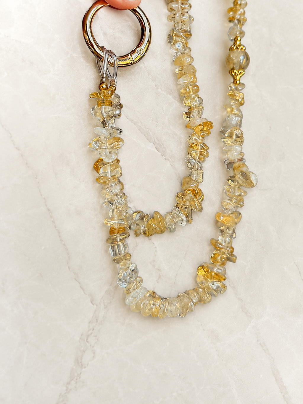Citrine Chip Long Phone Chain Prosperity & Abundance｜Blessedchi