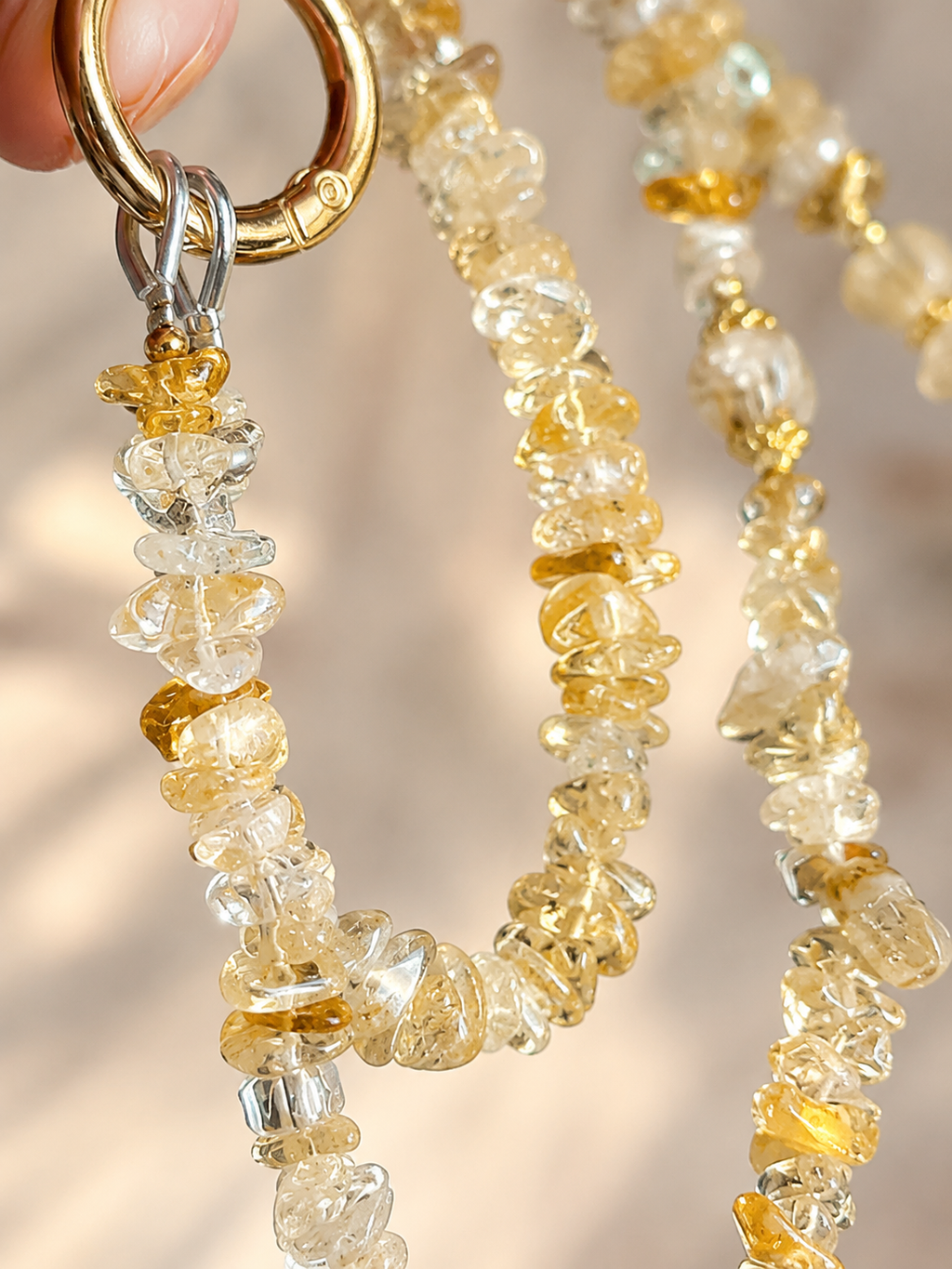 Citrine Chip Long Phone Chain Prosperity & Abundance｜Blessedchi