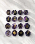 Amethyst Rune Karuna Palm Stone Set Meditate & Balance｜Blessedchi