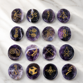 Amethyst Rune Karuna Palm Stone Set Meditate & Balance｜Blessedchi