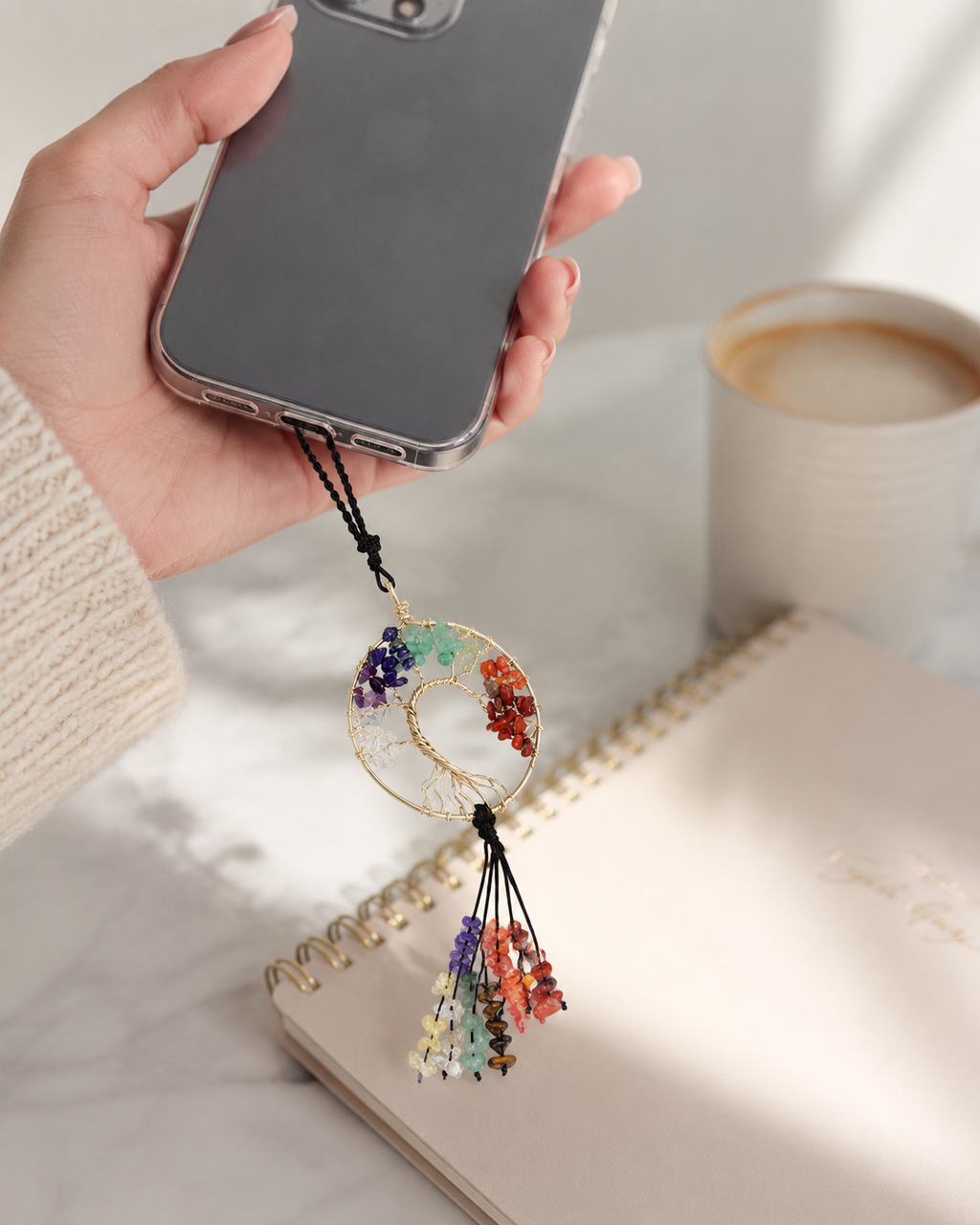 7 Chakra Tree of Life Braided Phone Chain Heal & Restore｜Blessedchi