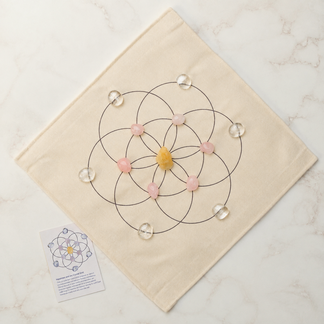 Rose Quartz Citrine Chakra Grid Meditate & Balance｜Blessedchi
